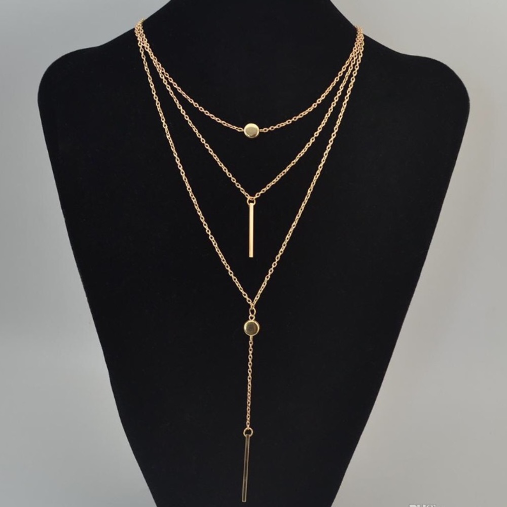Layered gold chain choker summer necklace - Picture 4 of 6